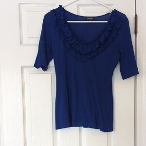 Express Royal Blue Ruffled Blouse